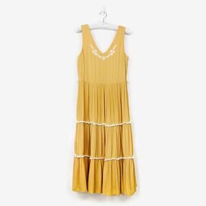 J by Joie Mommy and Me Tiered Maxi Dress Size 10 Yellow Boho Cottage Summer